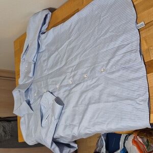 John Bartlett 100% Cotton Blue Striped Long Sleeve Button Up Shirt